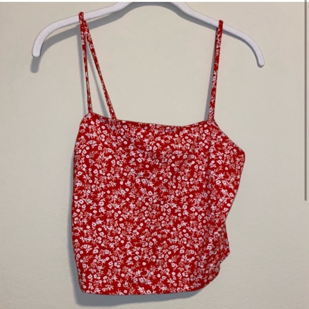 Red floral tank top